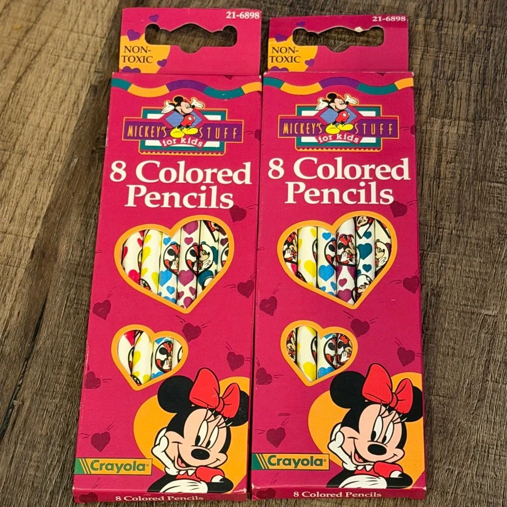 Vintage 1995 Crayola Mickey's Stuff for Kids 8 Colored Pencils 2-Pack Minnie 90s